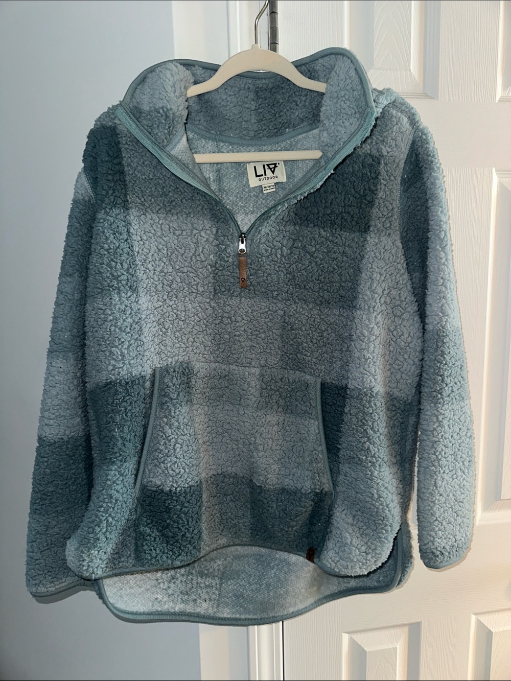 LIV Outdoor Women's Blue Sherpa Cowl Half-Zip Pullover